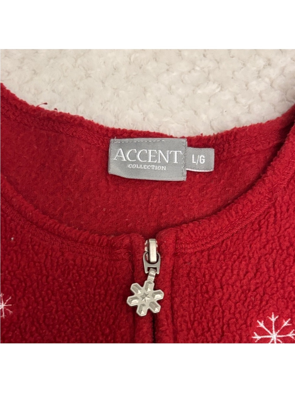 Vintage Red Fleece Christmas Zip-up Jacket with Holiday Stockings - Picture 3 of 6